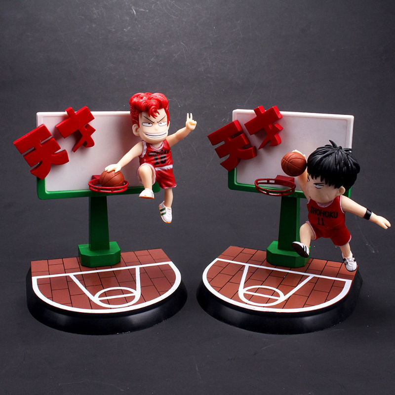 16cm Q Version Slam Dunk Sakuragi Hanamichi Figure Rukawa Kaede Desktop Car Decoration Model Doll Collectible 1 - Slam Dunk Store