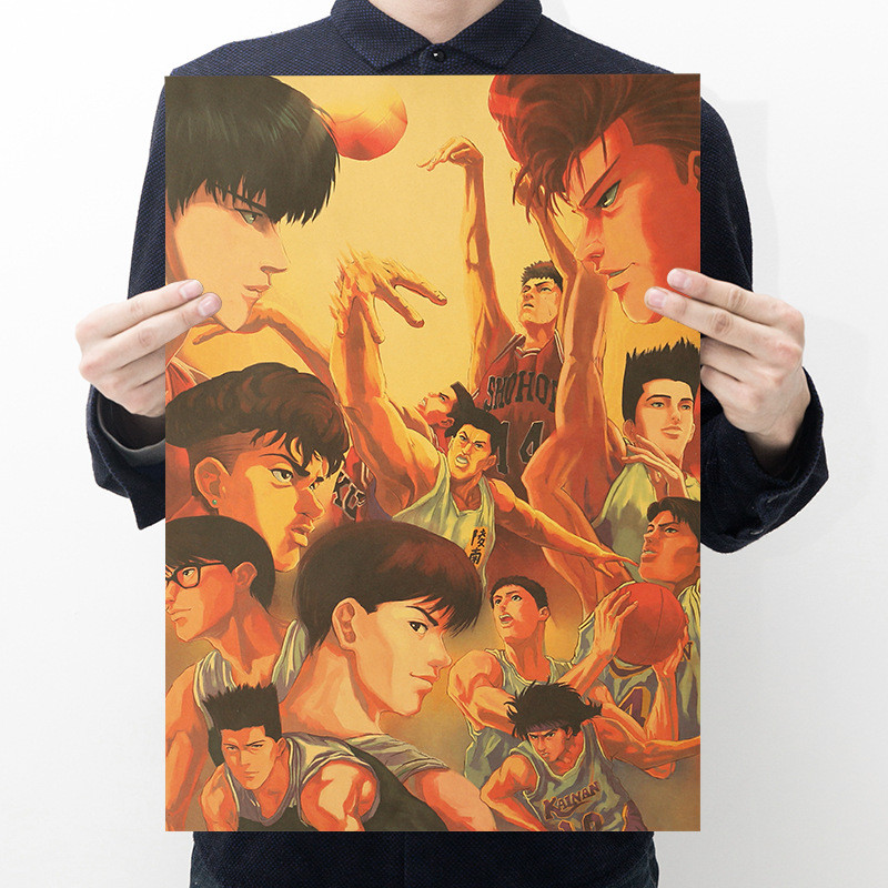 Anime SLAM DUNK Character collection kraft paper retro poster home decorative painting wall sticker decorative painting 5 - Slam Dunk Store