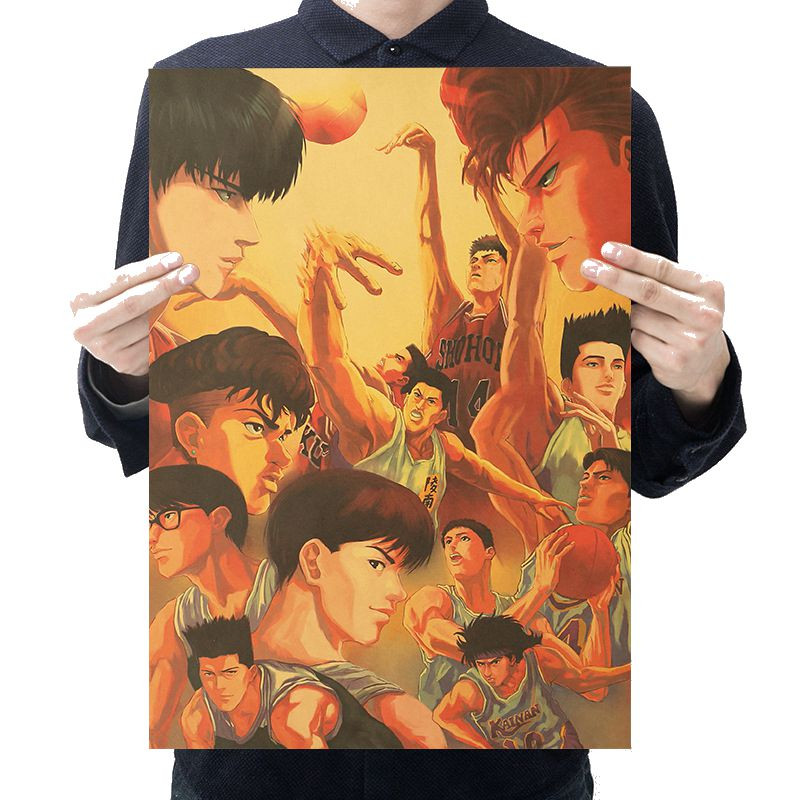 Anime SLAM DUNK Character collection kraft paper retro poster home decorative painting wall sticker decorative painting - Slam Dunk Store
