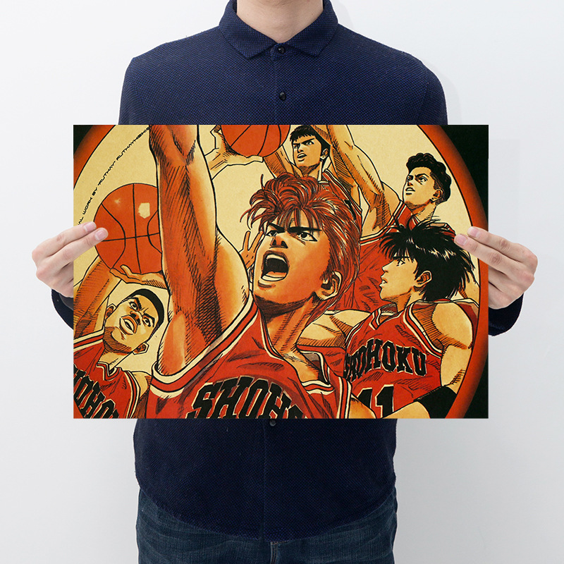 Anime Slam Dunk Retro Kraft Paper Poster Room Decoration Home Decoration Painting Wall Sticker Picture 2 - Slam Dunk Store