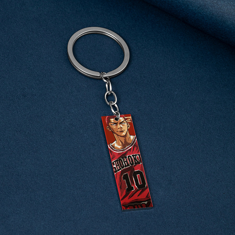 Cartoon SLAM DUNK Keychain Stainless Steel Pendant Anime Figure Painting Kaede Rukawa Sakuragi Hanamichi Keyring Key 3 - Slam Dunk Store