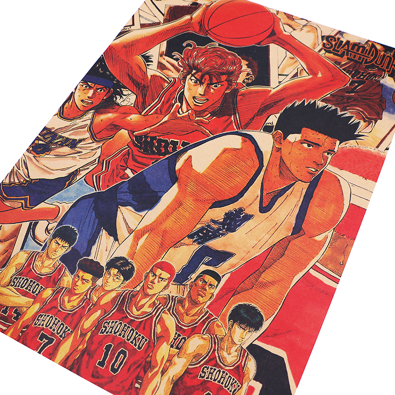 DLKKLB Classic Animation Movie SLAM DUNK Poster Vintage Bedroom Dormitory Home Decoration Painting 51x36cm Art Wall 1 - Slam Dunk Store