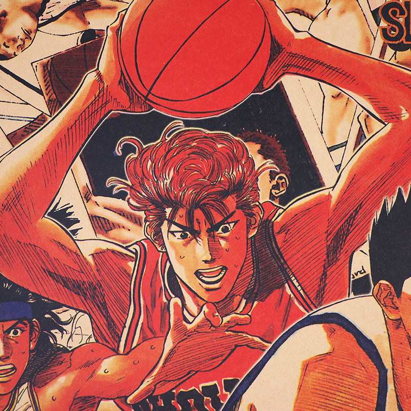 DLKKLB Classic Animation Movie SLAM DUNK Poster Vintage Bedroom Dormitory Home Decoration Painting 51x36cm Art Wall 2 - Slam Dunk Store