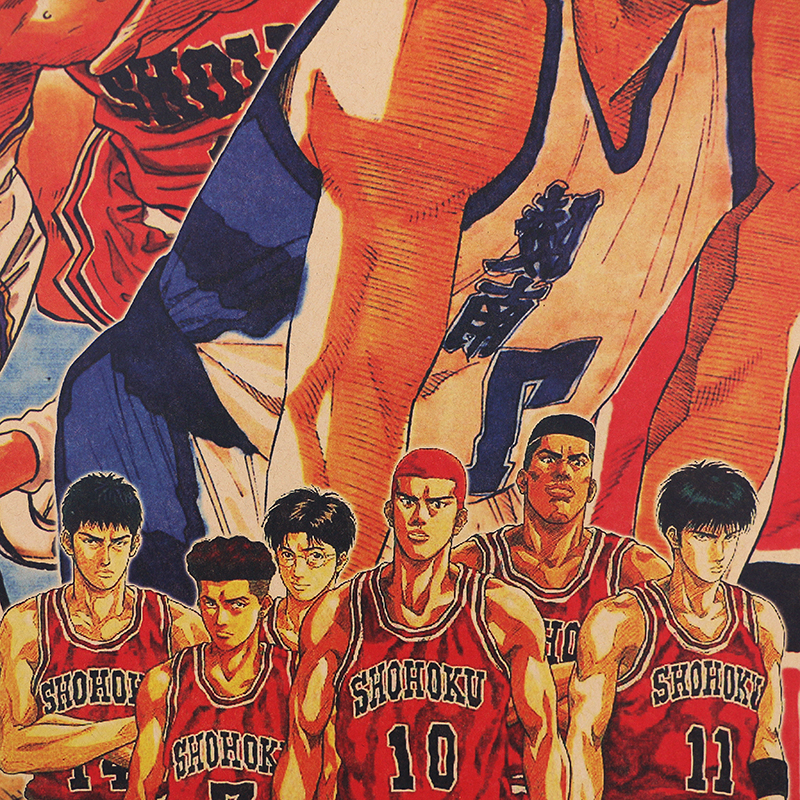 DLKKLB Classic Animation Movie SLAM DUNK Poster Vintage Bedroom Dormitory Home Decoration Painting 51x36cm Art Wall 3 - Slam Dunk Store