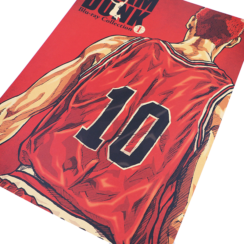DLKKLB Comic Slam Dunk Basketball Vintage Kraft Paper Room Decor Retro Poster Home Decorative Painting 51x36cm 1 - Slam Dunk Store