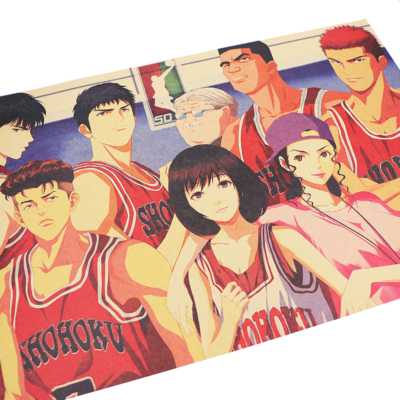 DLKKLB Comic Slam Dunk Basketball Vintage Kraft Paper Wall Sticker Bar Cafe Retro Poster Home Decorative 1 - Slam Dunk Store