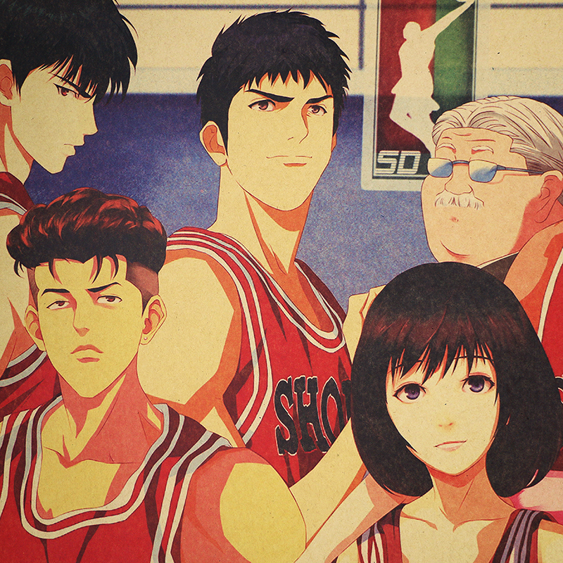 DLKKLB Comic Slam Dunk Basketball Vintage Kraft Paper Wall Sticker Bar Cafe Retro Poster Home Decorative 3 - Slam Dunk Store
