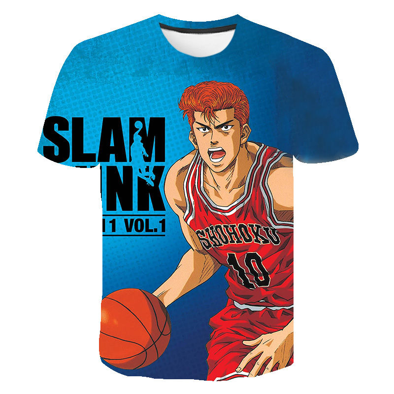 TShirts Anime Slam Dunk 3D Print Summer Tees Crew Neck Short Sleeve Casual TShirt Oversized Men - Slam Dunk Store