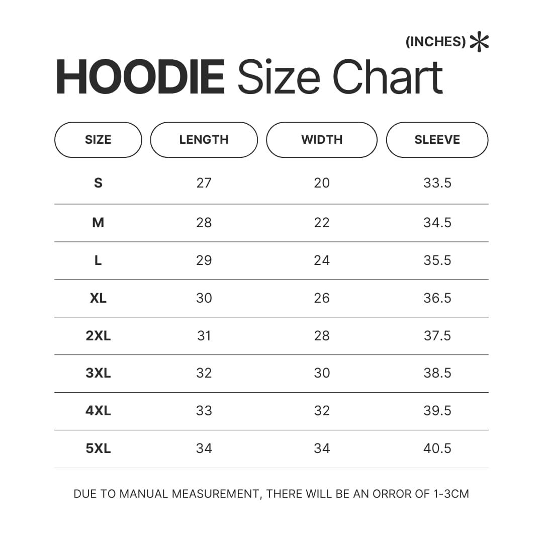 Hoodie Size Chart - Slam Dunk Store