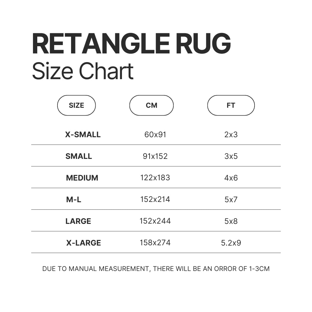 Retangle Rug Size Chart - Slam Dunk Store