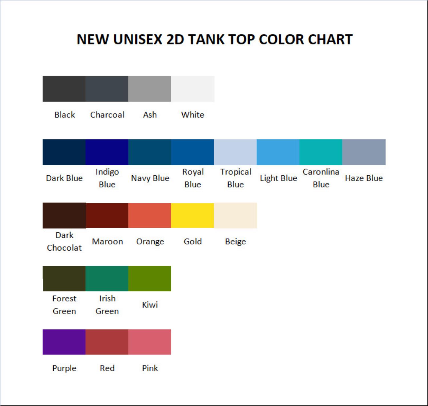 tank top color chart - Slam Dunk Store
